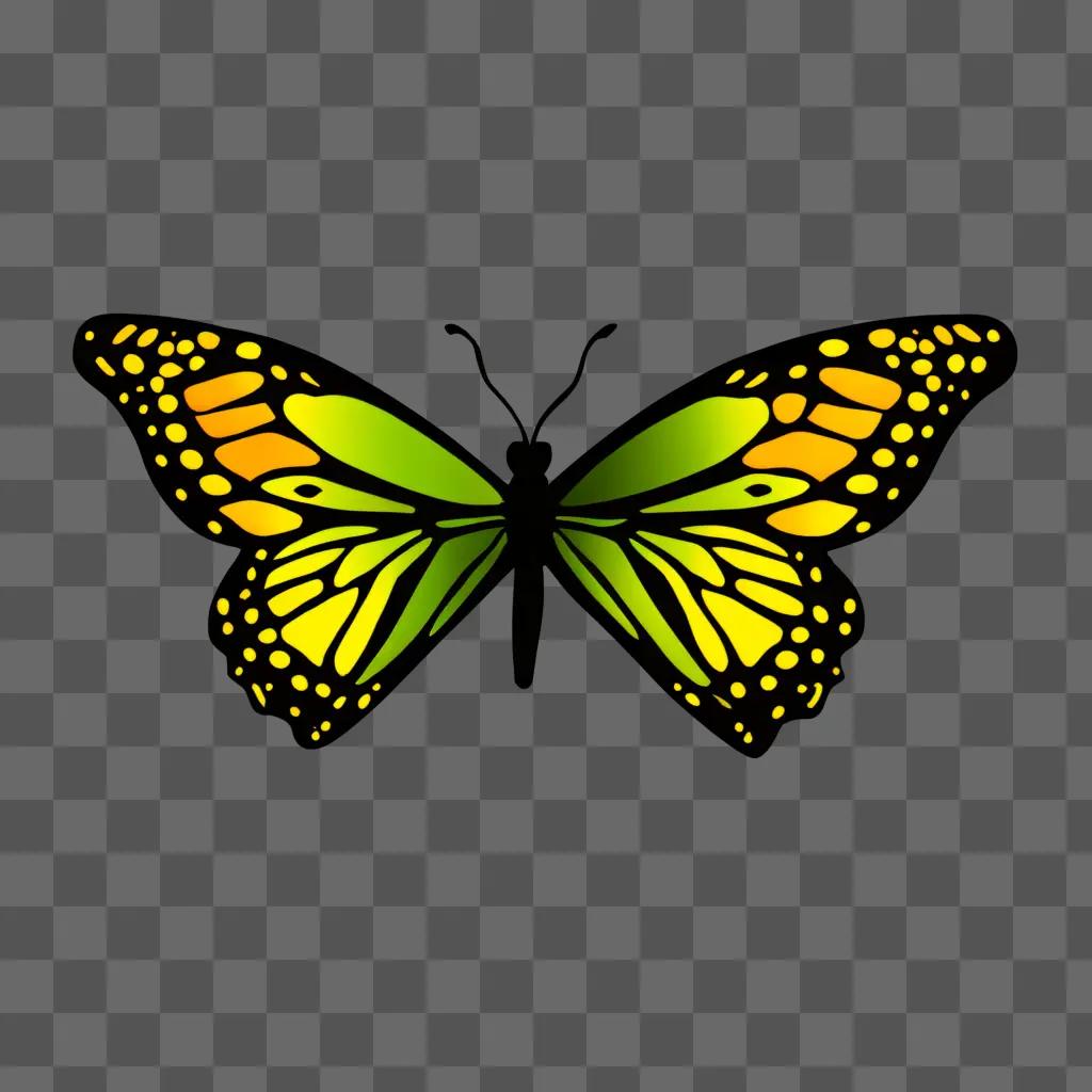 A vibrant butterfly with yellow and green colors