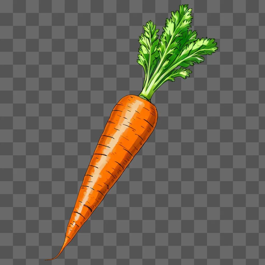 A vibrant carrot drawing on a brown background