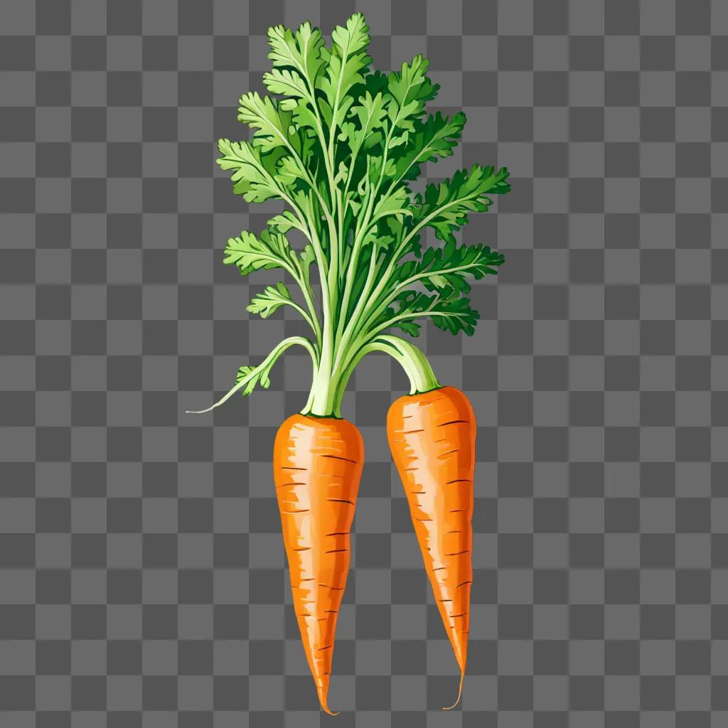 A vibrant carrot drawing on a green background