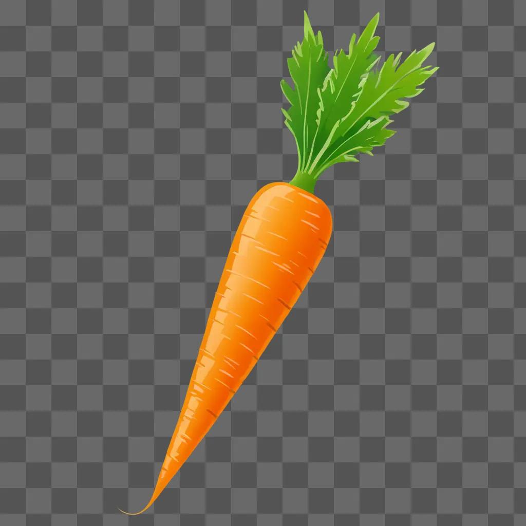 A vibrant carrot drawing with a green leaf on the side