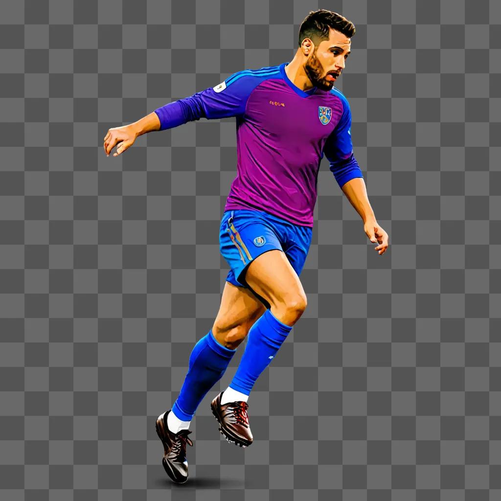 A vibrant drawing of a football player in motion