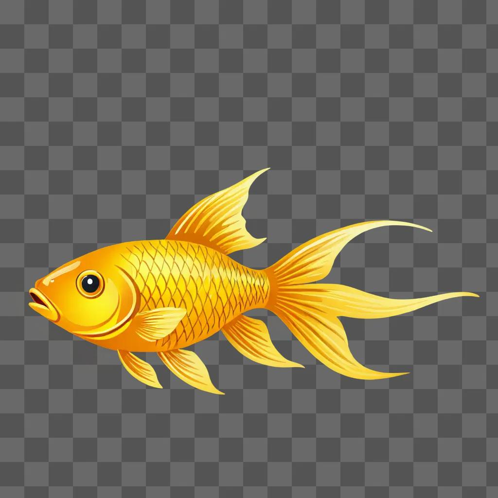 A vibrant drawing of a golden fish against a yellow background