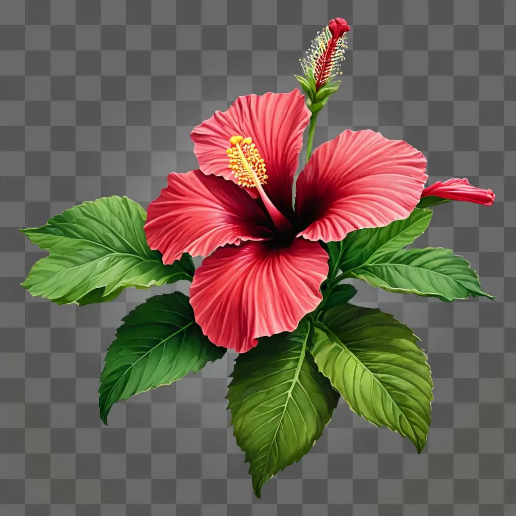 A vibrant hibiscus flower drawing in color