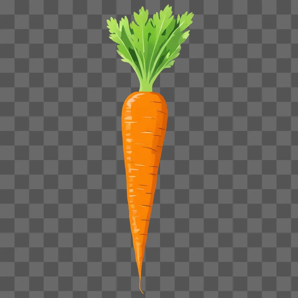 A vibrant simple carrot drawing on a yellow background