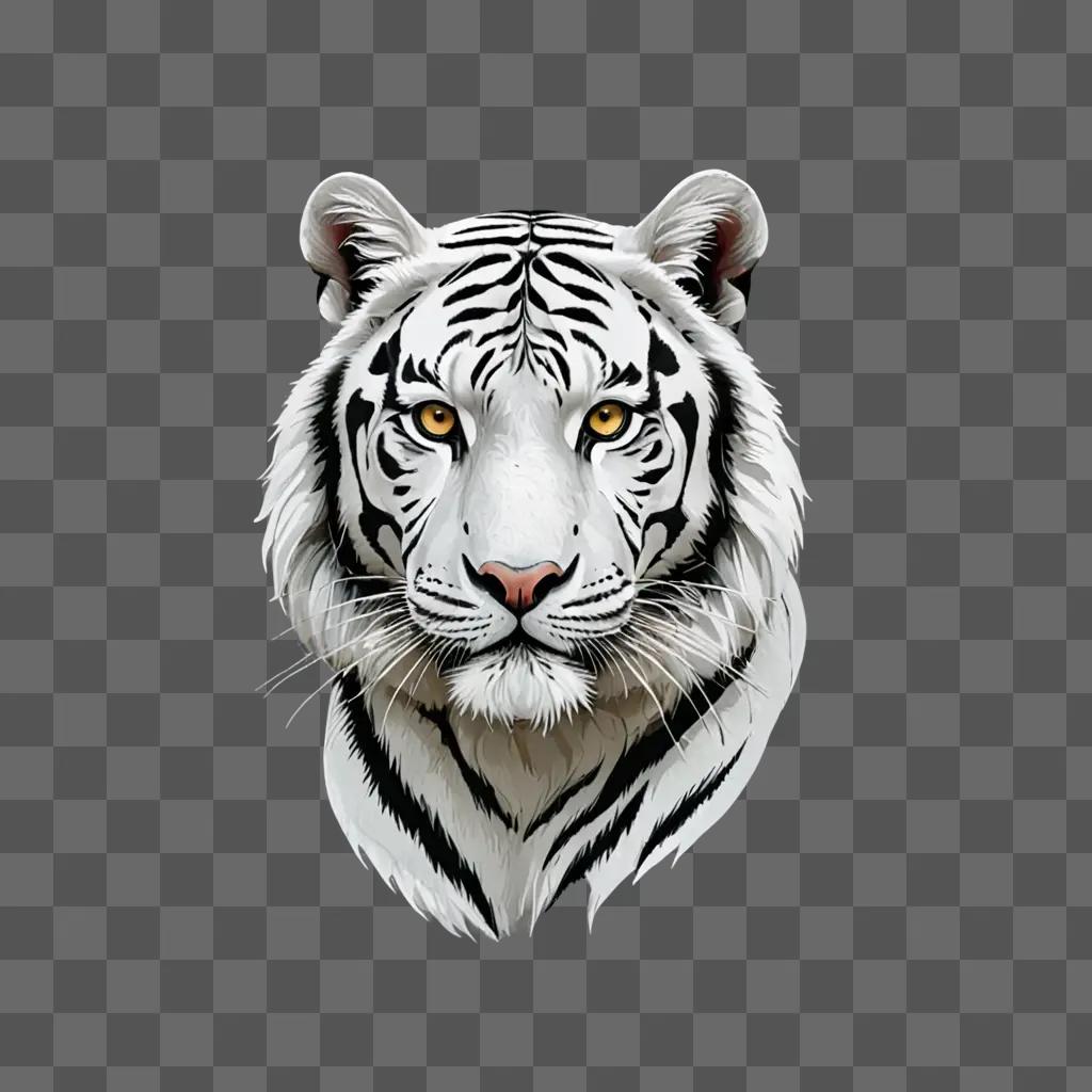 A white Bengal tiger in a monochrome portrait