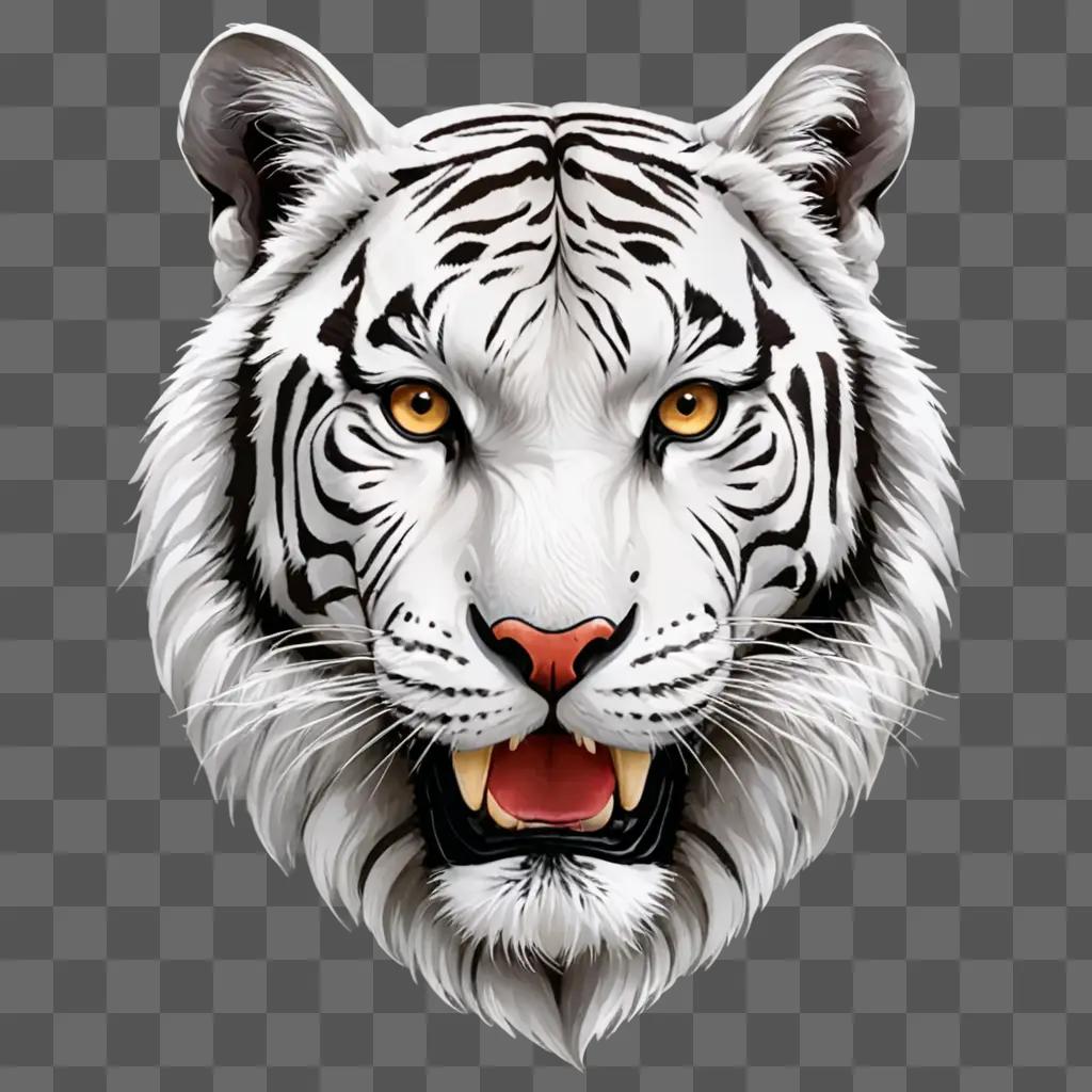 A white Bengal tiger with a yellow mouth