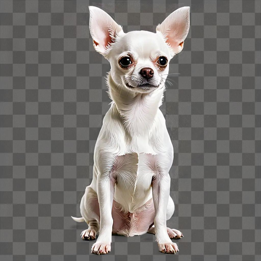 A white apple head chihuahua dog looking at the camera