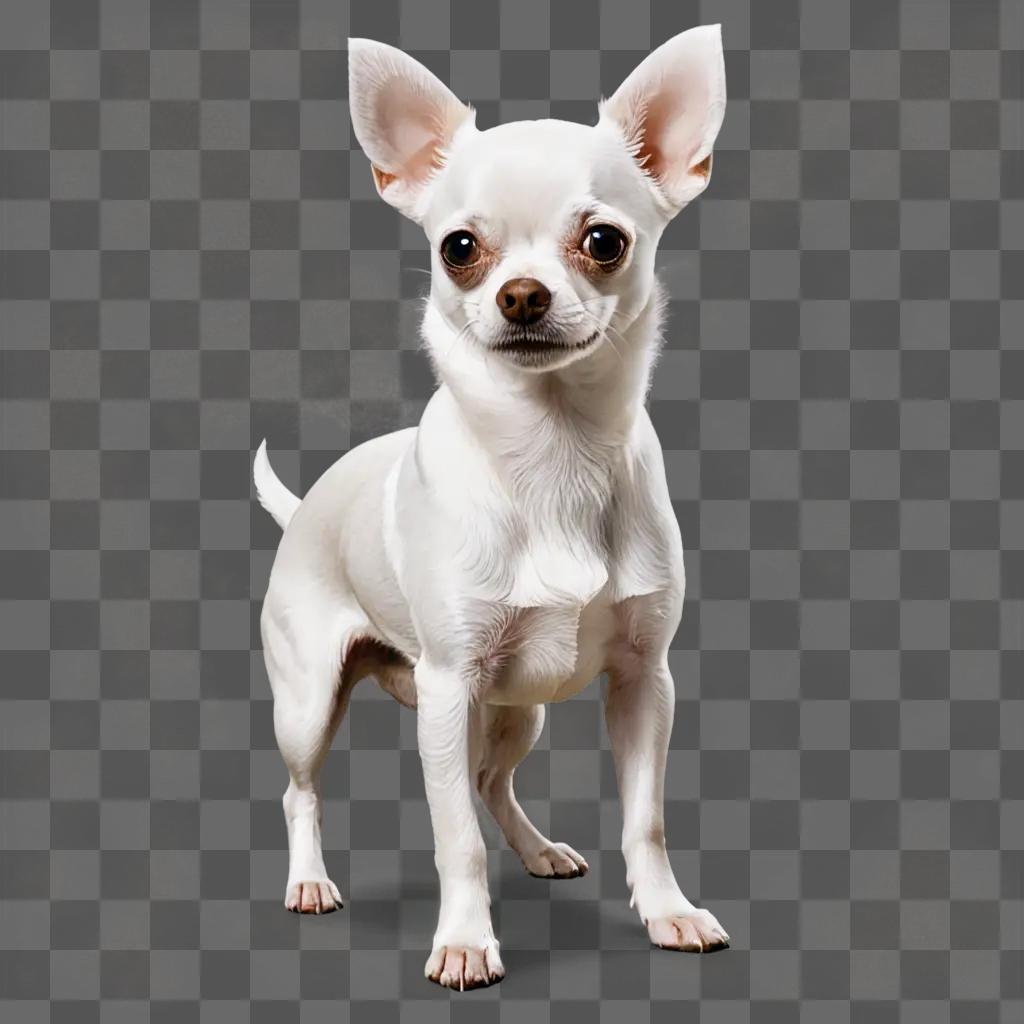 A white apple head chihuahua standing in the sun