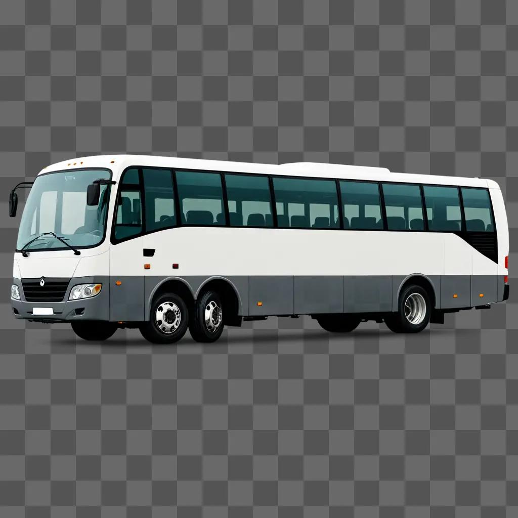 A white bus clipart in a gray background