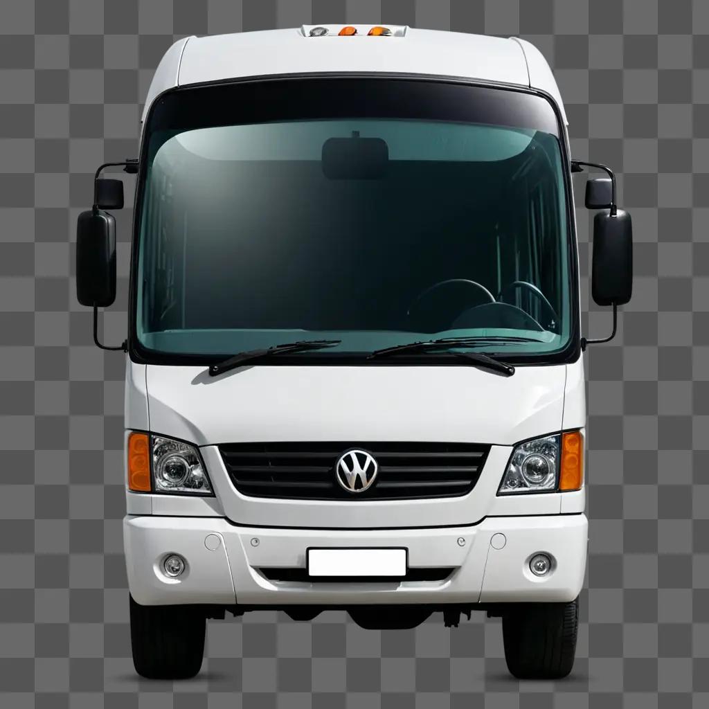 A white bus clipart with black lights