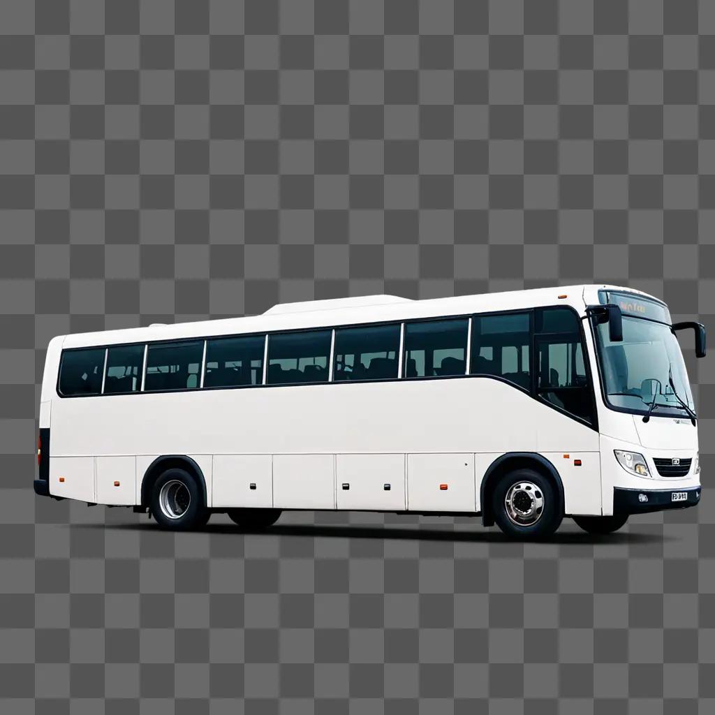 A white bus on a grey background