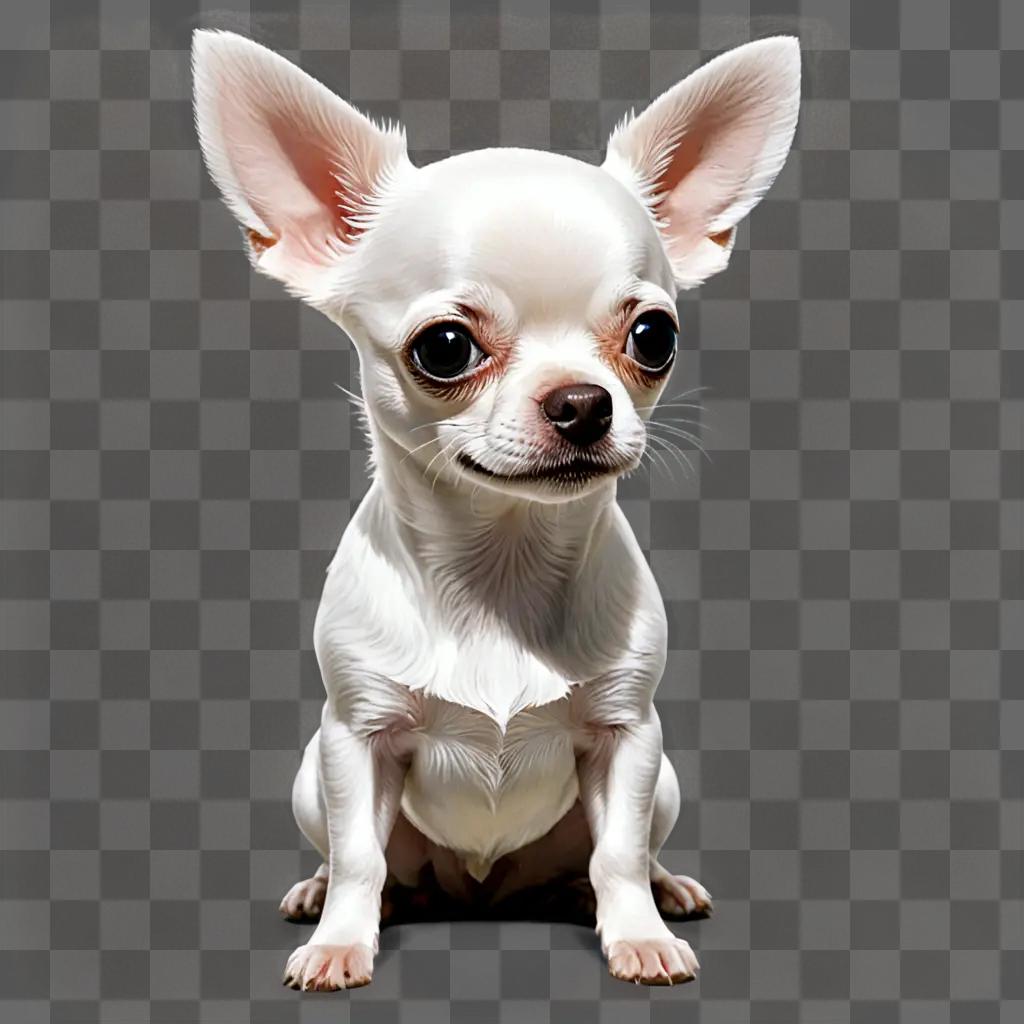 A white dog with a white apple head sitting on a table