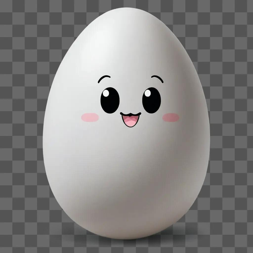 A white egg drawing with kawaii cute face