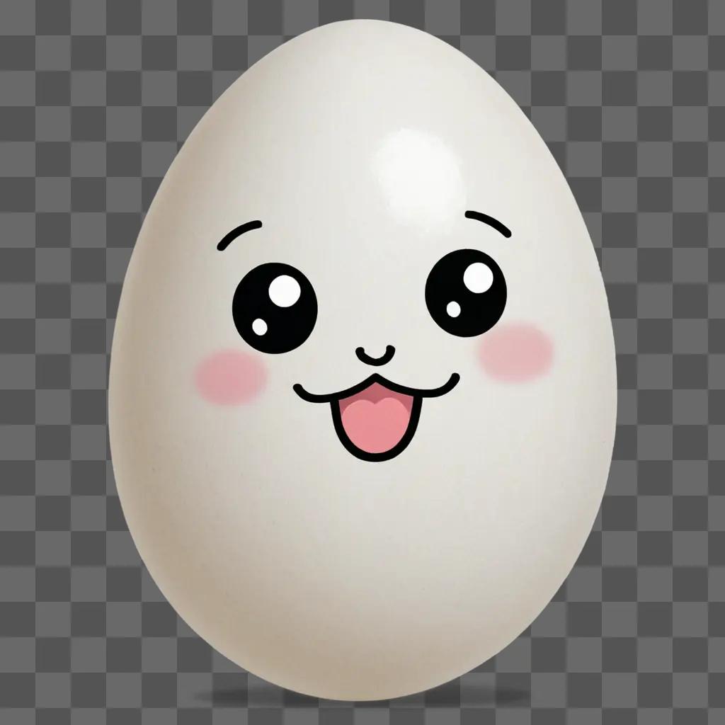 A white egg has a cute drawing on it