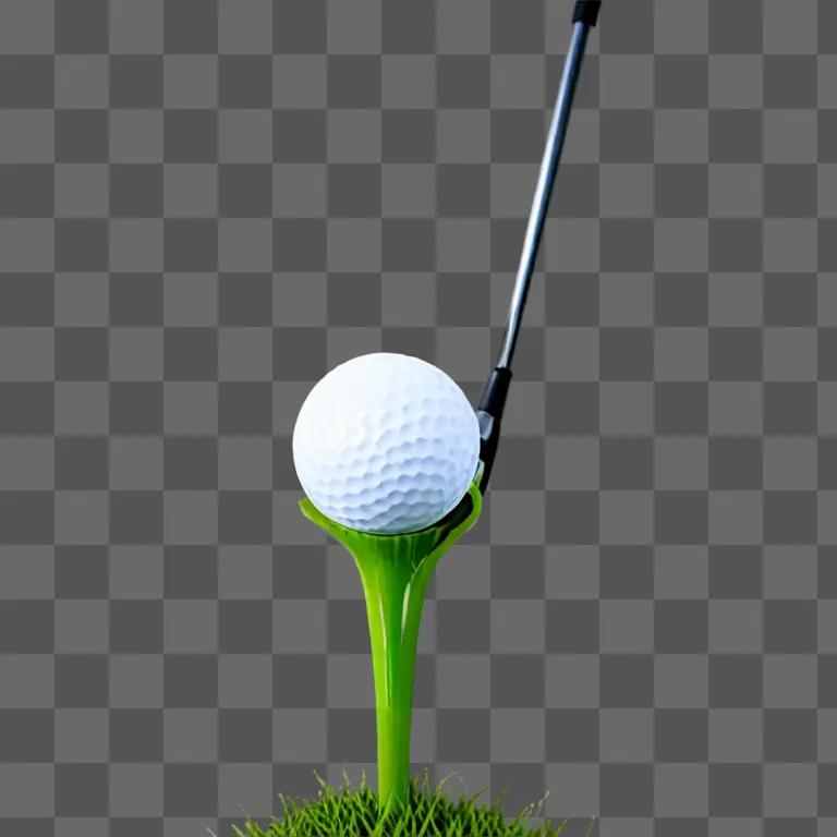 A white golf ball in a green tee on a grassy background