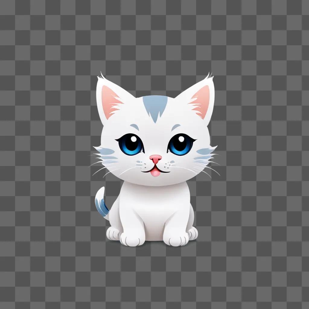 A white kitten emoji sits on a gray background