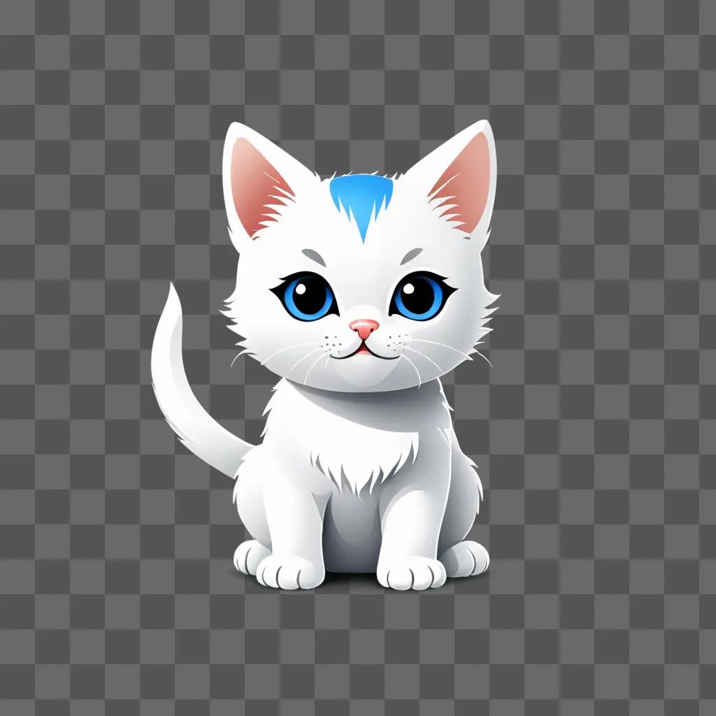 A white kitten with blue hair and blue eyes