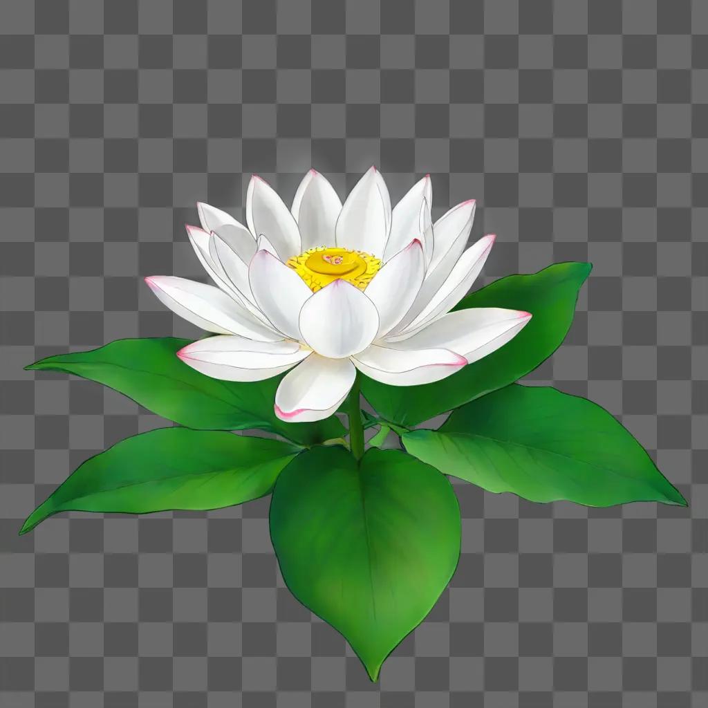 A white lotus flower with pink center