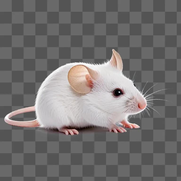 A white mouse sitting on a white surface