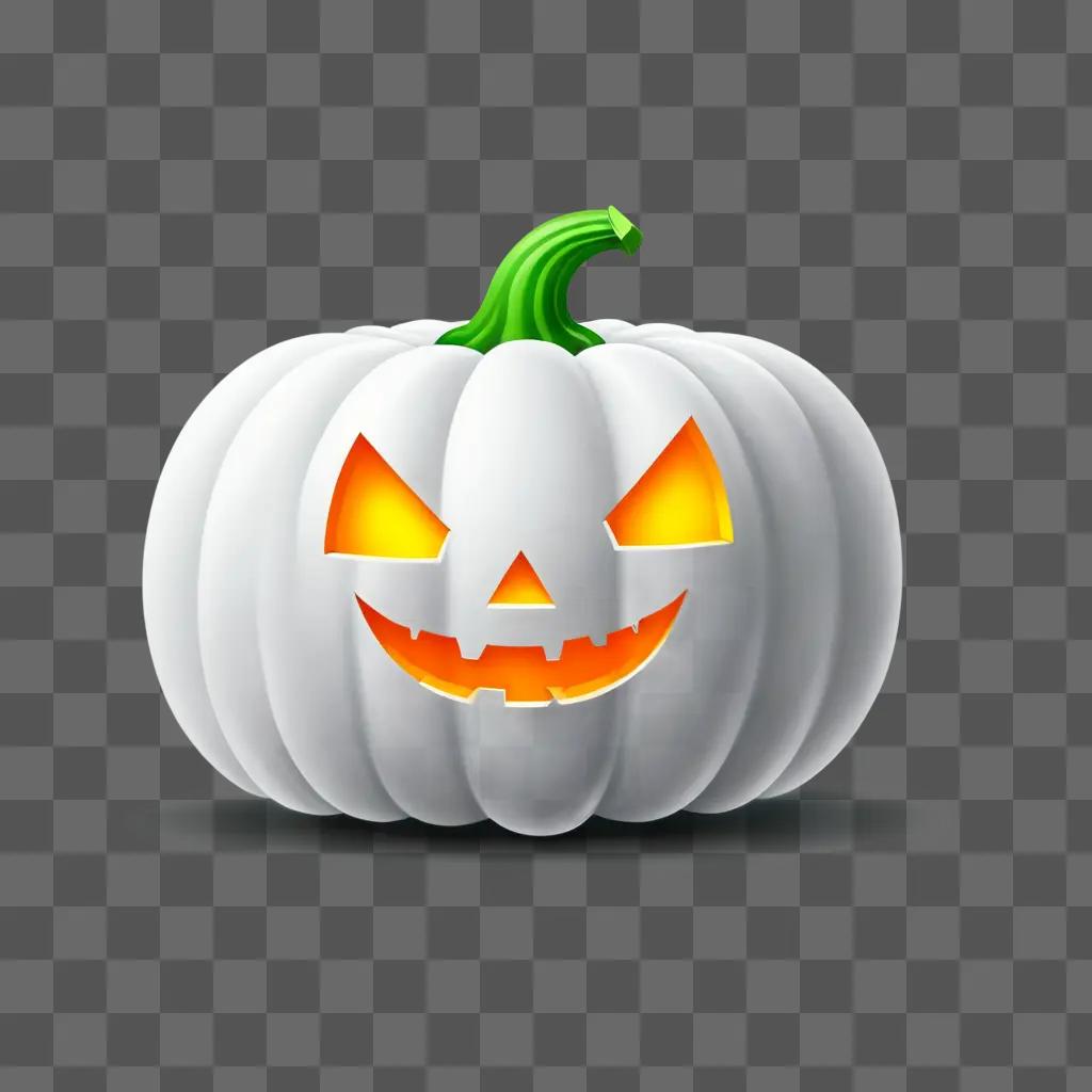 A white pumpkin emoji with orange eyes and a smiling face