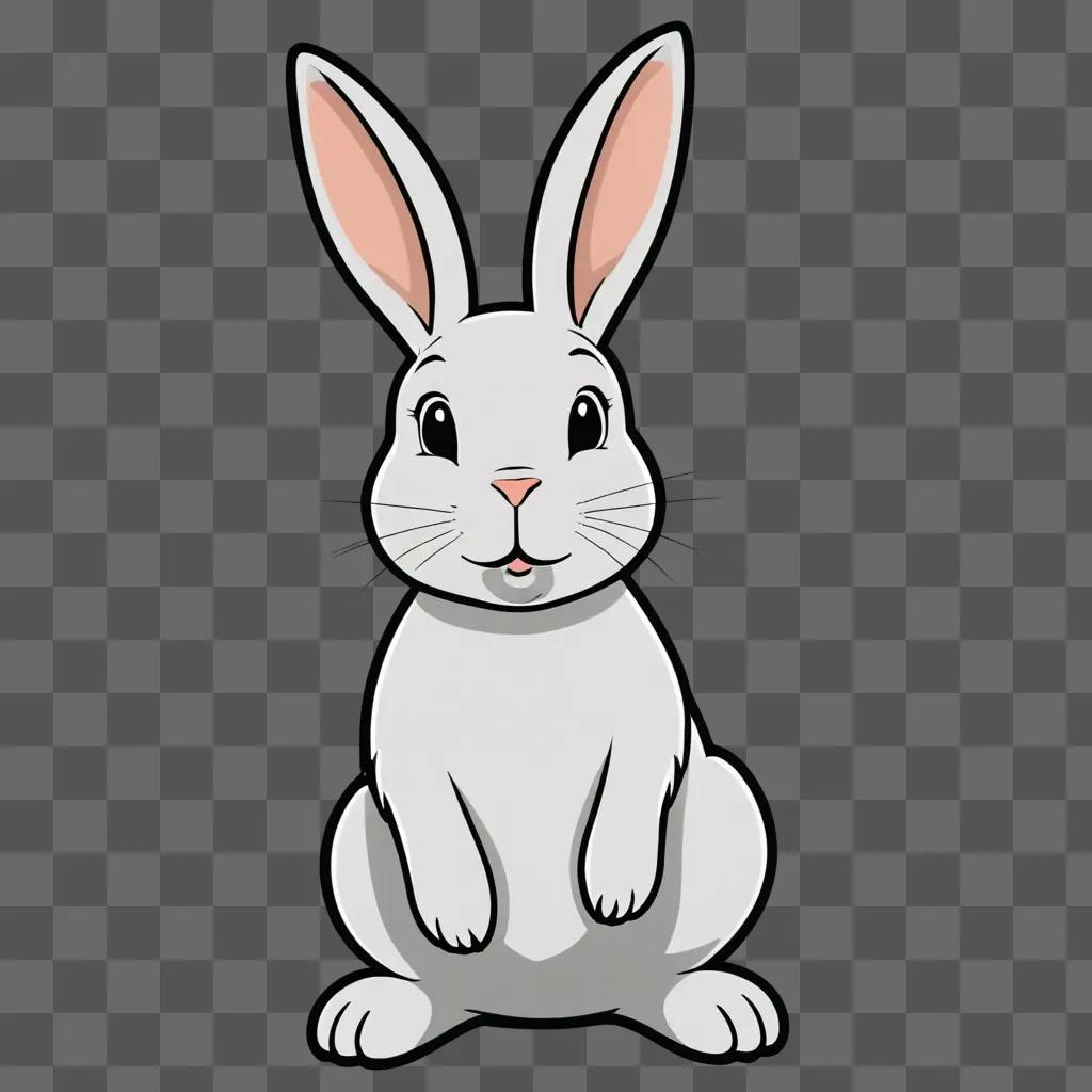 A white rabbit drawing on a gray background