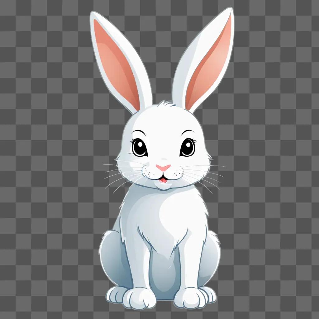 A white rabbit drawing on a gray background