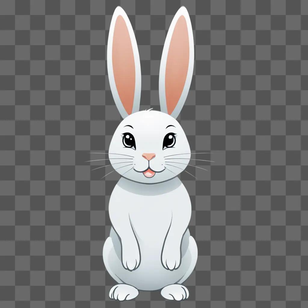 A white rabbit drawing with orange ears and eyes