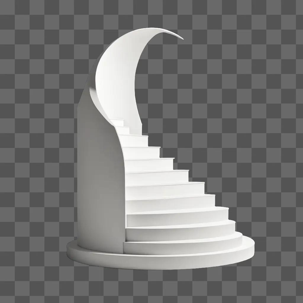 A white staircase with a half moon design