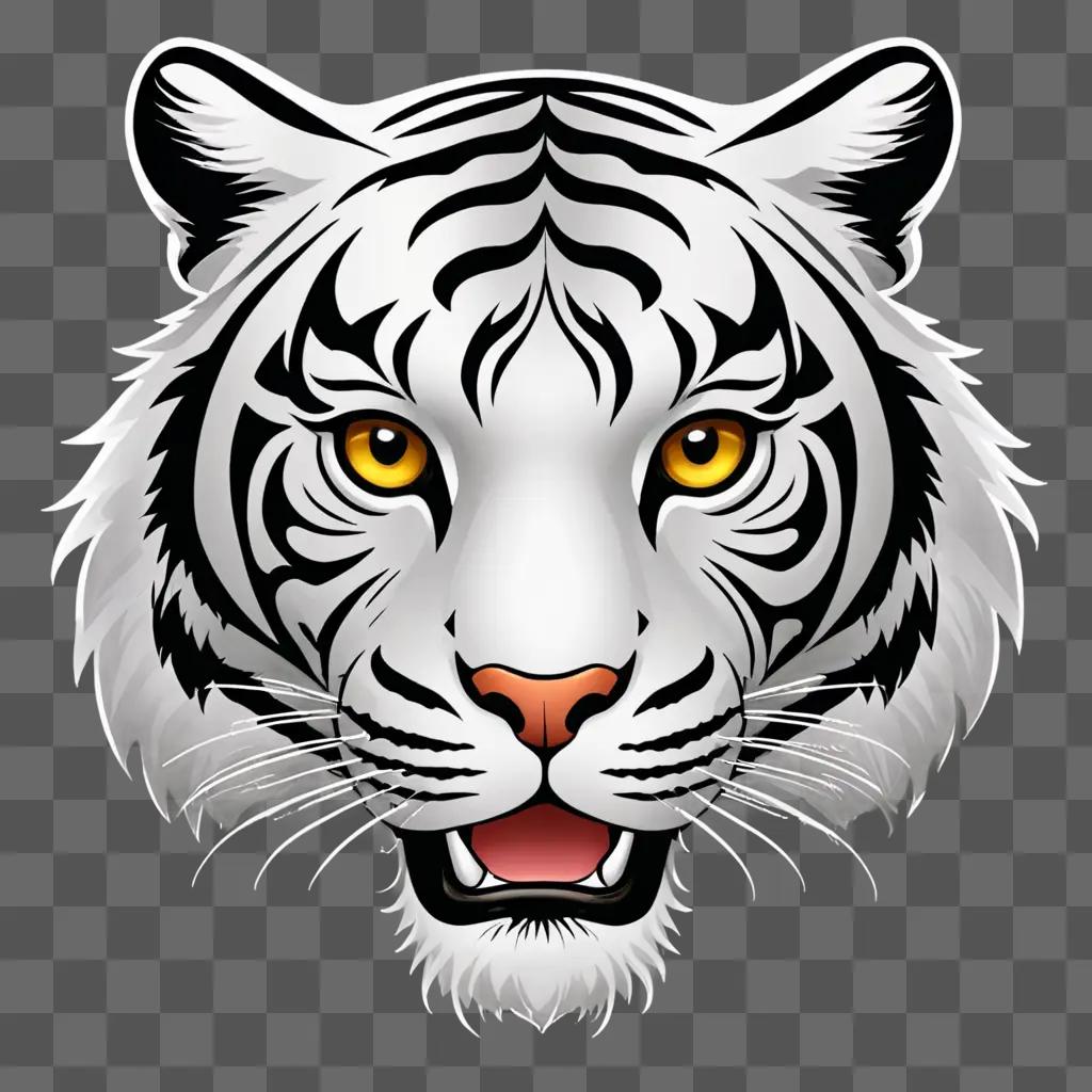 A white tiger with yellow eyes and a white stripe