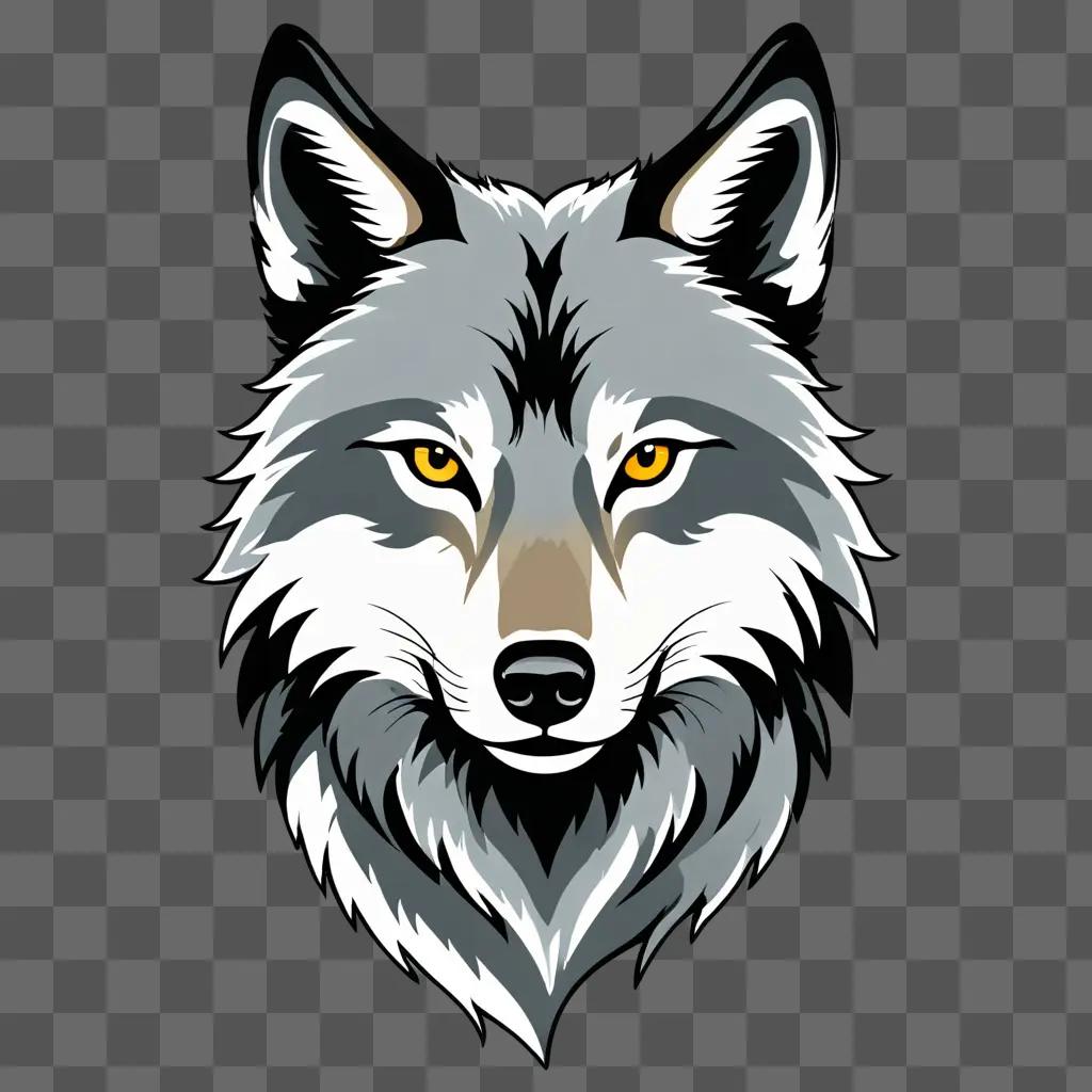 A wolf drawing in a grayish color