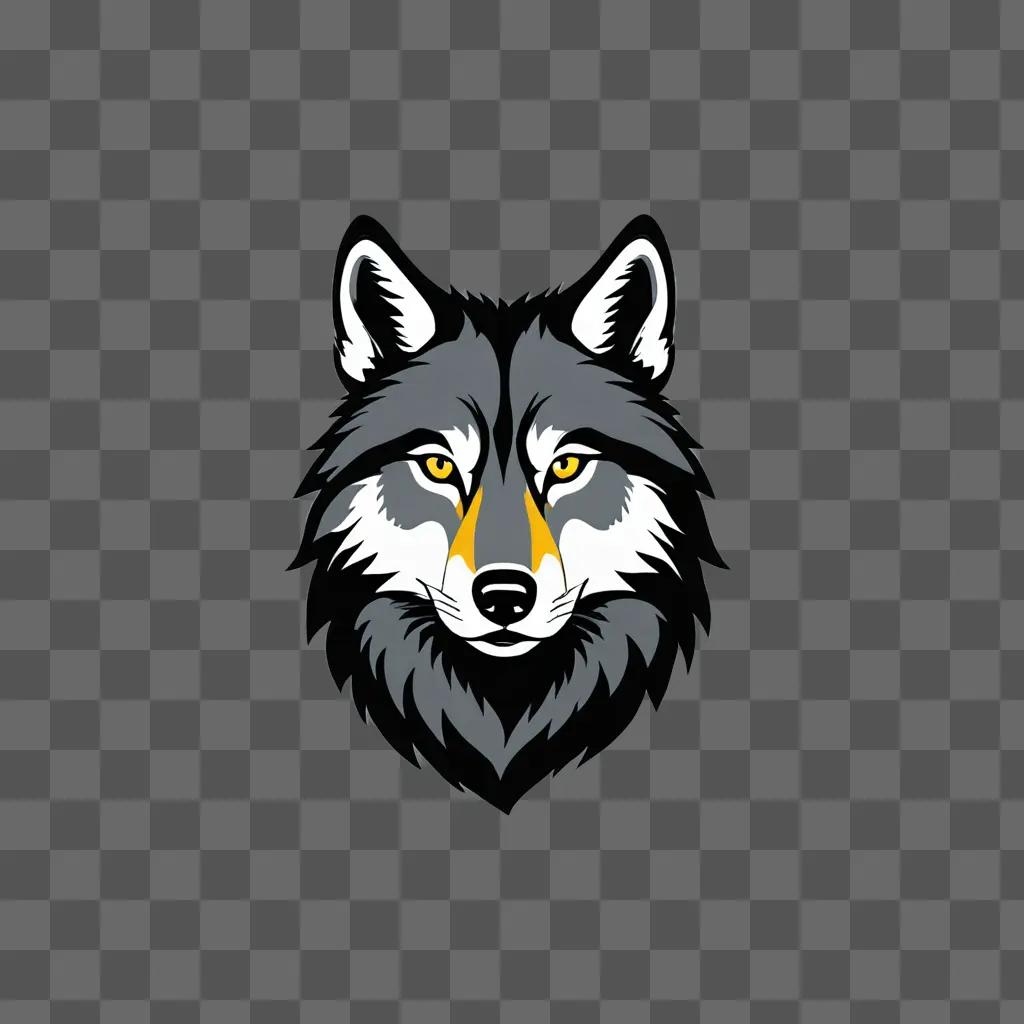 A wolf drawing is depicted on a gray background