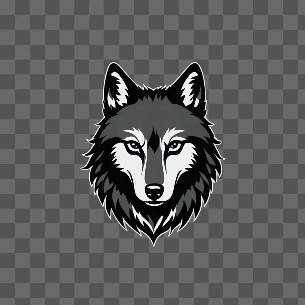 A wolf drawing with glowing eyes and a black and white color scheme