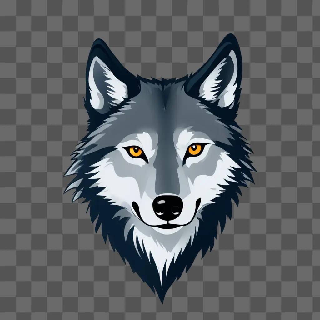 A wolfs face drawn with simple lines