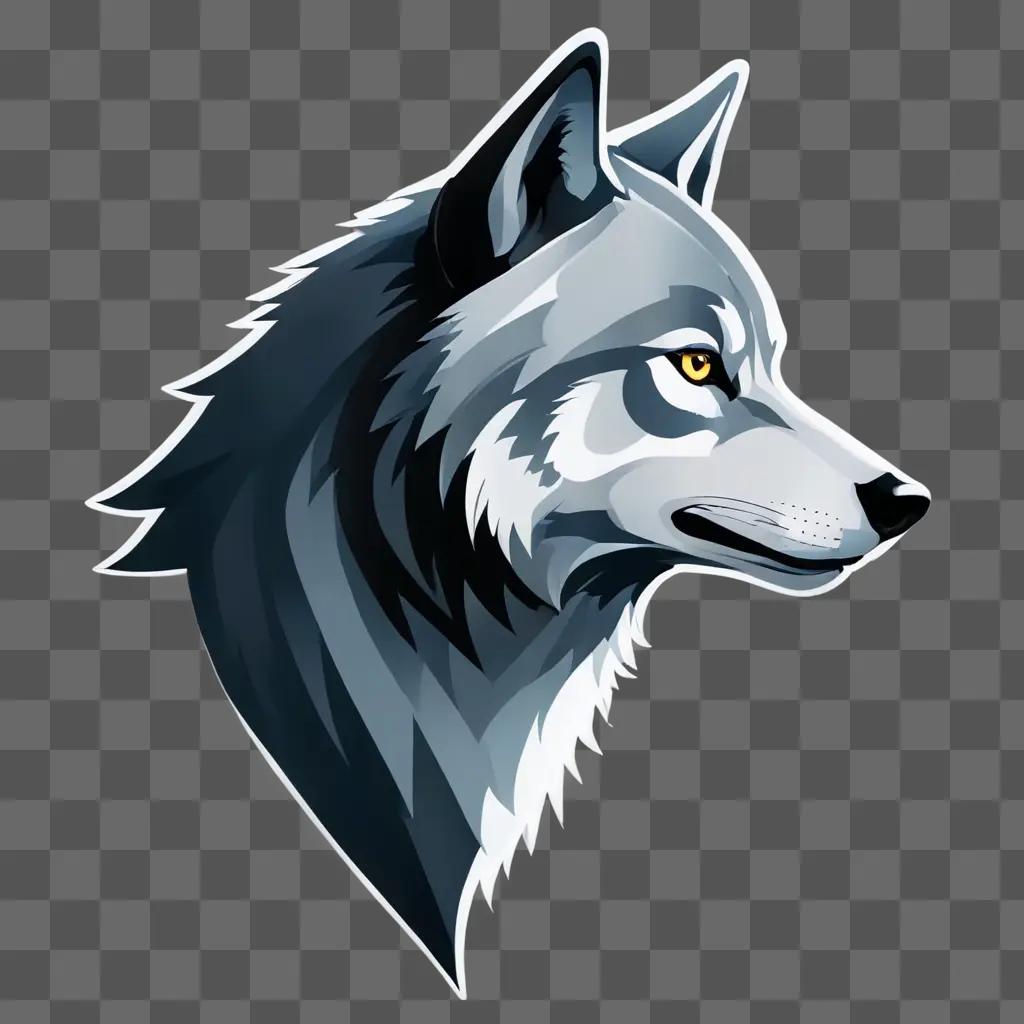 A wolfs head is drawn on a gray background