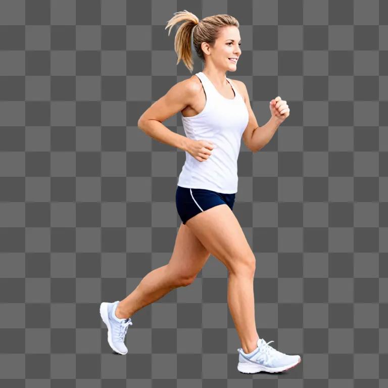 A woman in motion with a run clipart background