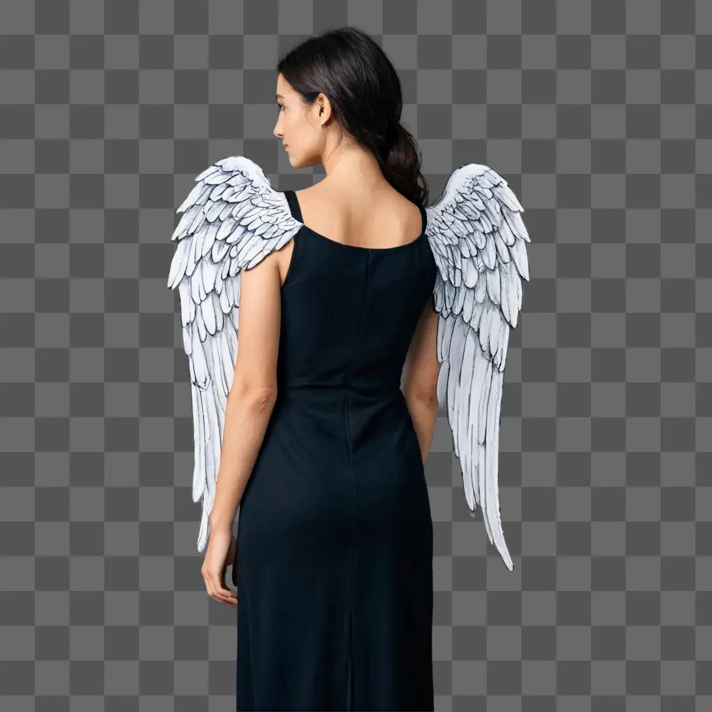 A woman with side angel wings drawn on her back