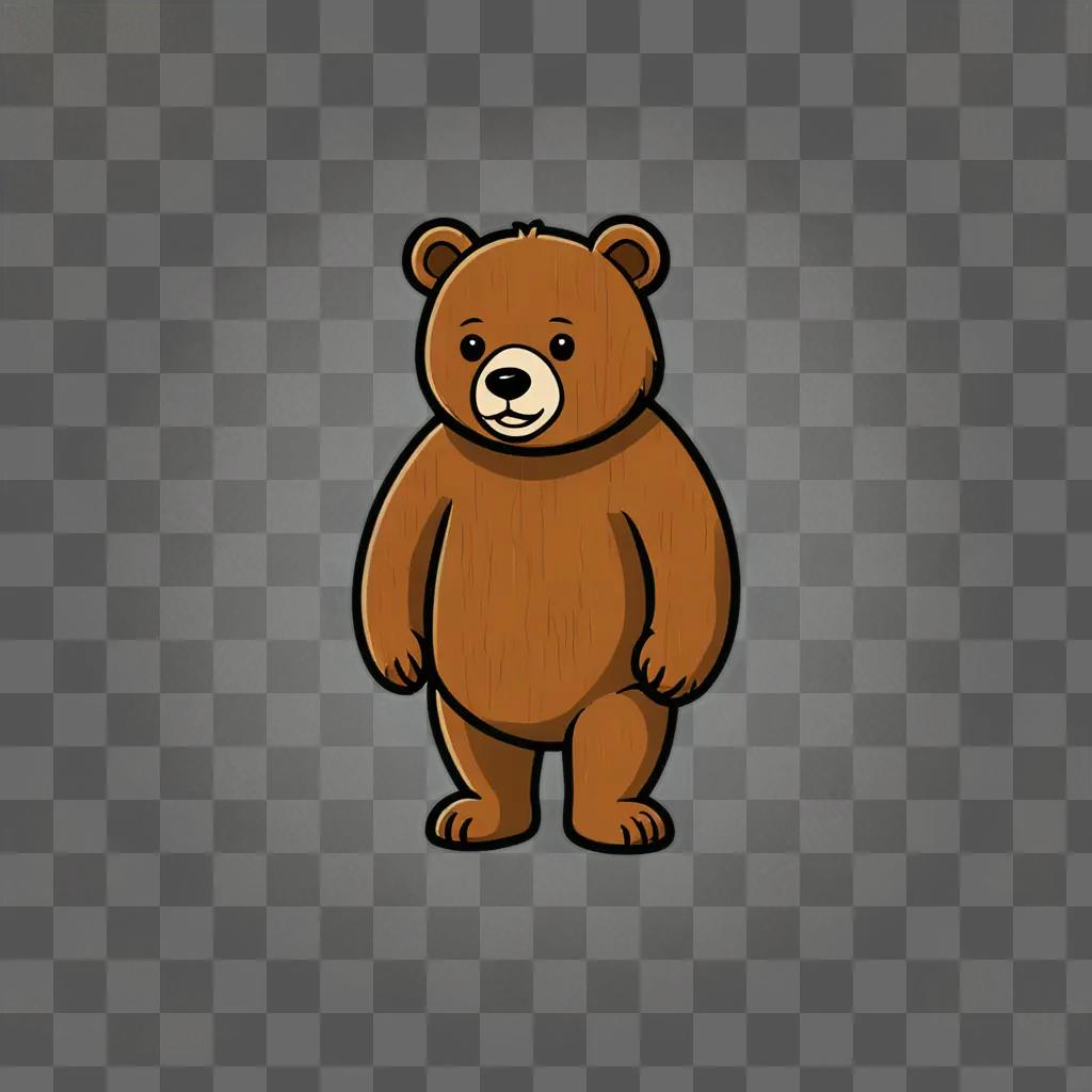 A wood bear is standing on a brown background