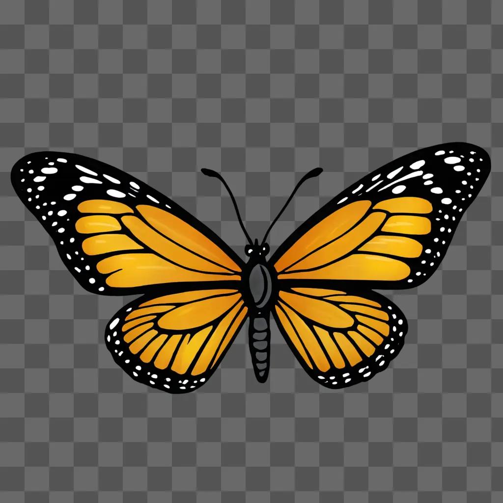 A yellow butterfly drawing is adorable and simple