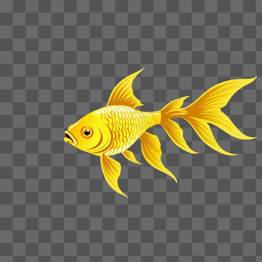 A yellow fish drawing against a yellow background