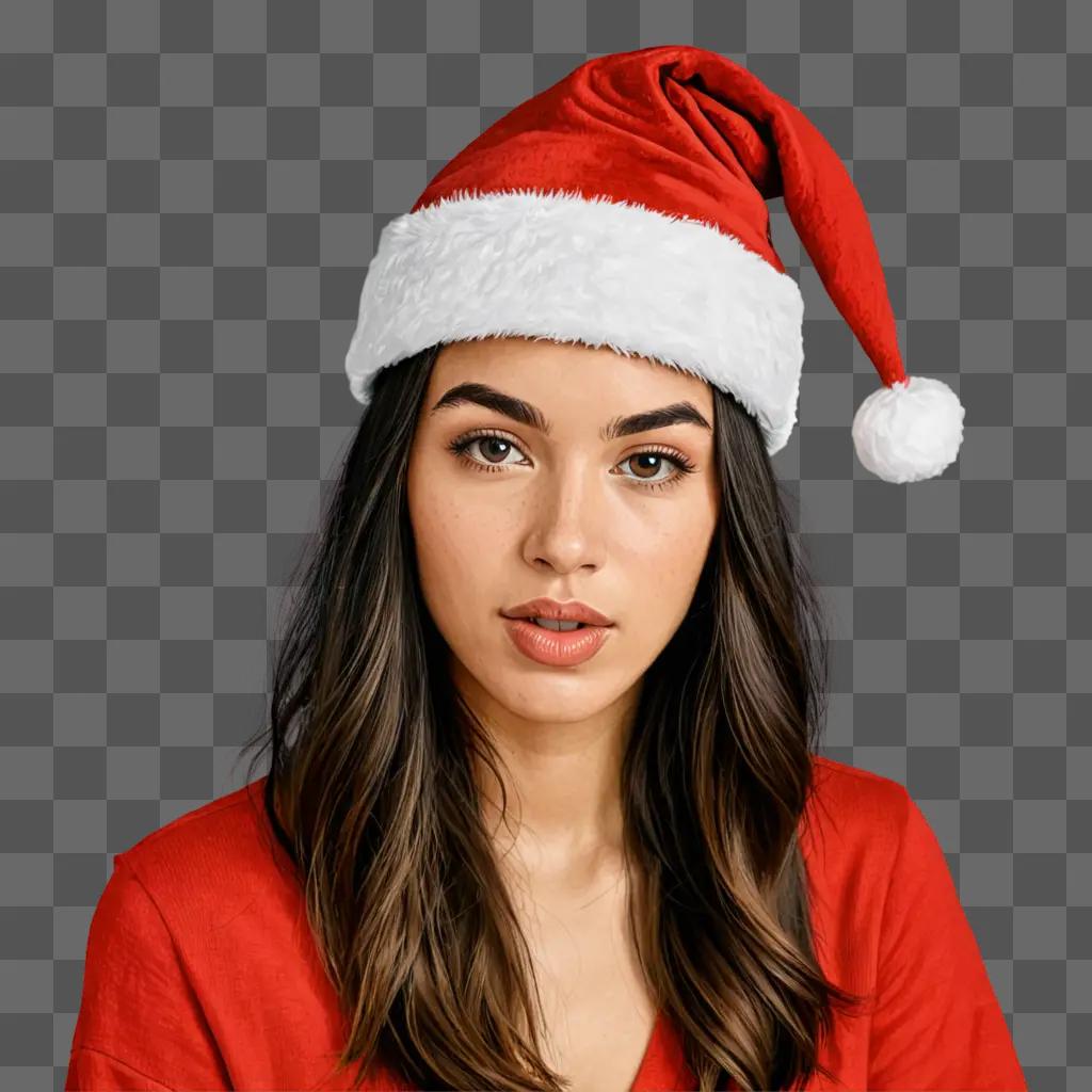 A young lady in a Santa hat drawing