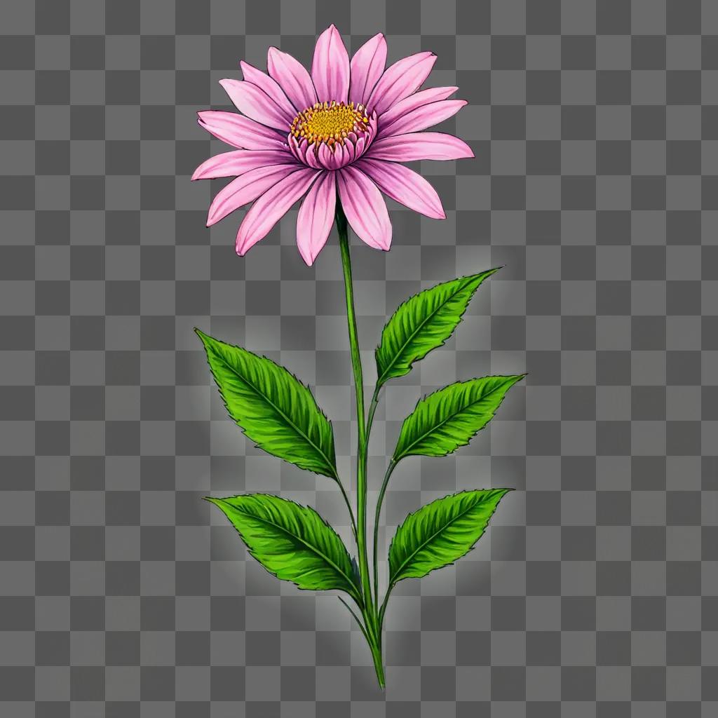 Aesthetic flower drawing on a green background