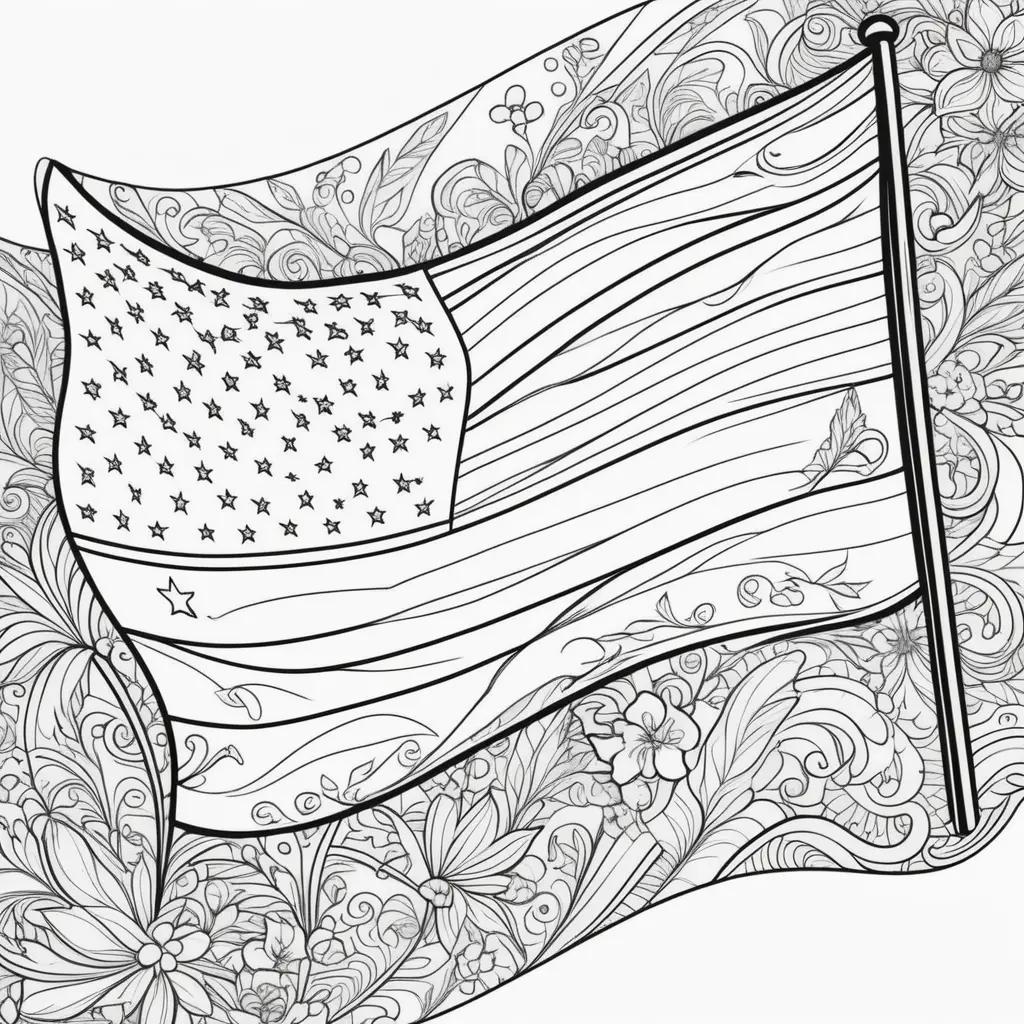 American flag with stars and flowers in a floral design