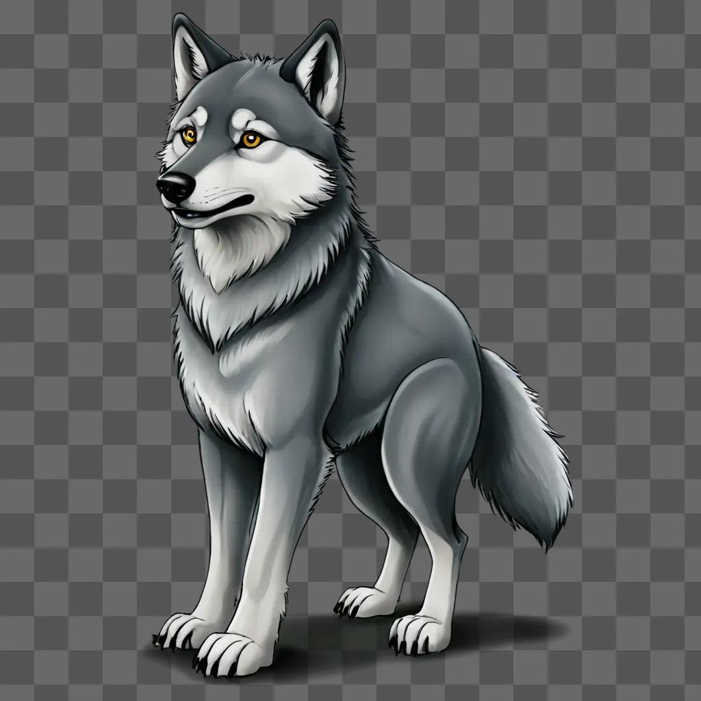 子供向けの愛らしい灰色のオオカミの絵