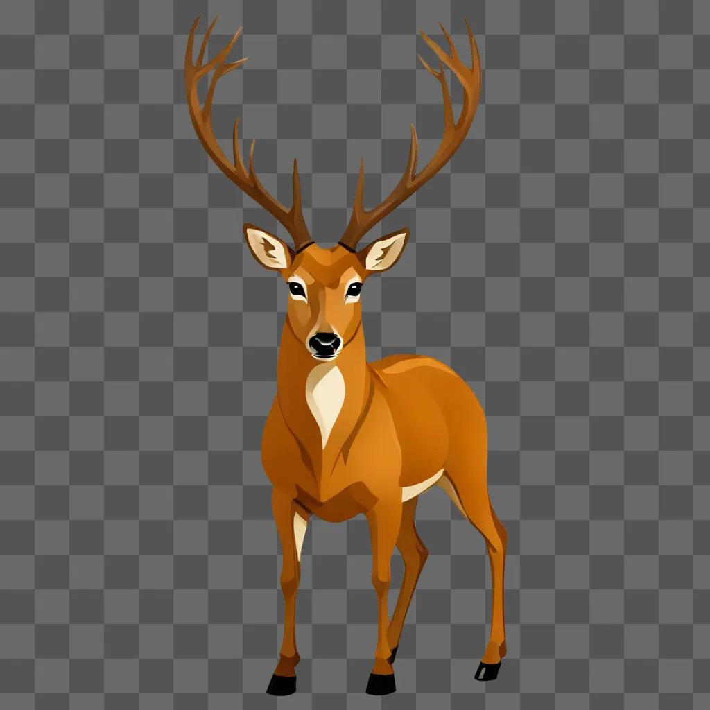 An animated deer clipart with a brown background