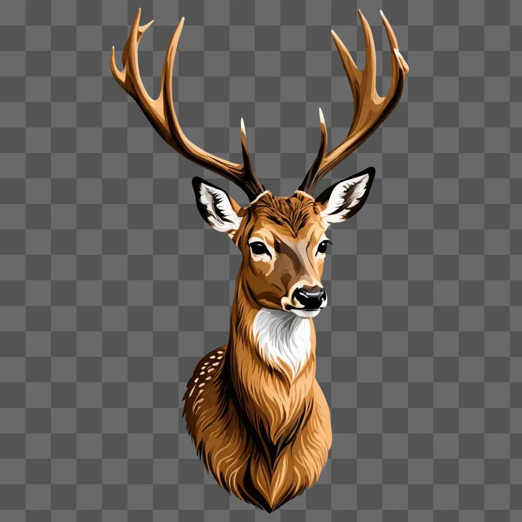 An animated drawing of a brown coy deer