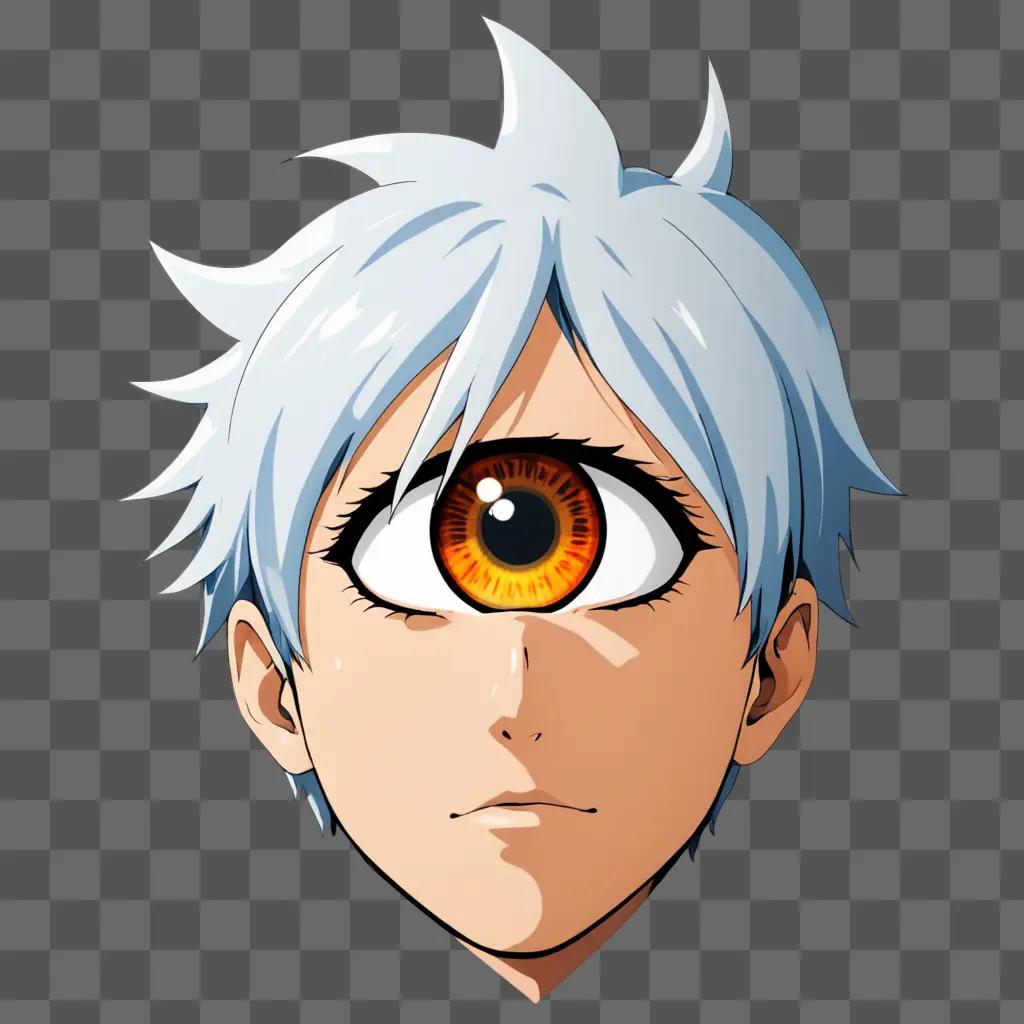 An anime boy has orange eyes