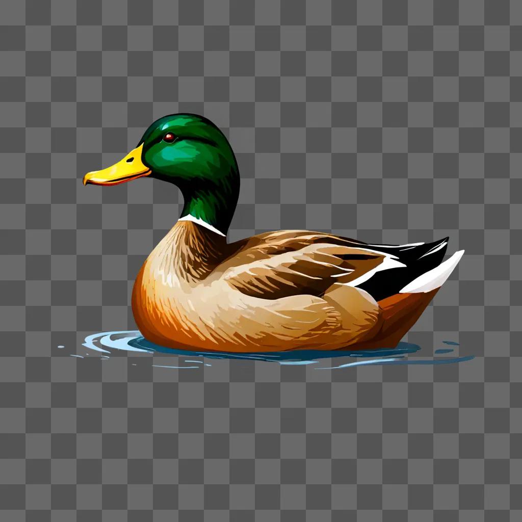 An artistic sketch of a duck floating on water