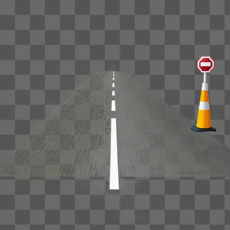 An empty road with a stop sign and cone