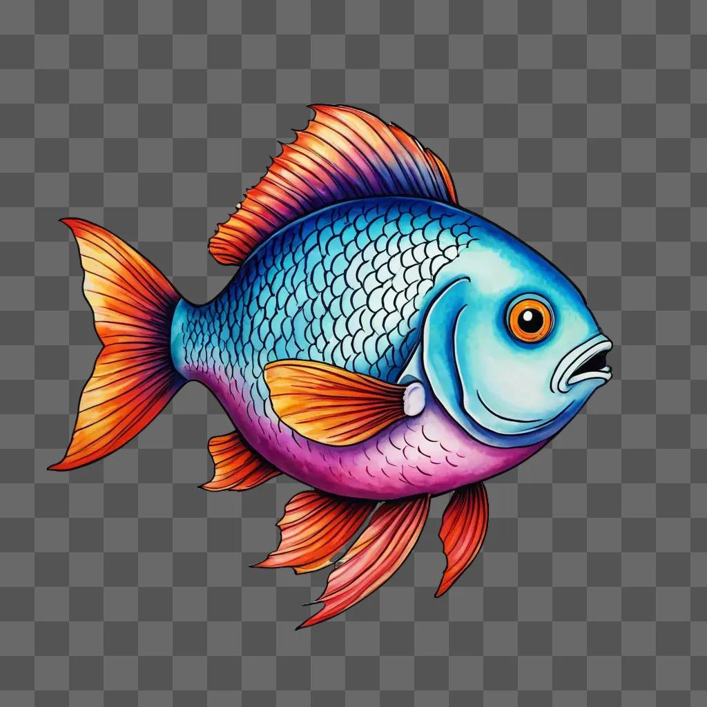 An eye-catching fish drawing for kids