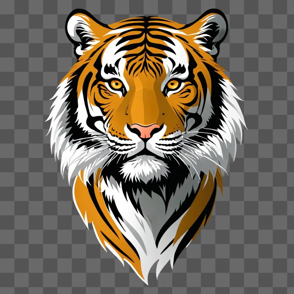 An orange and white tiger face clipart